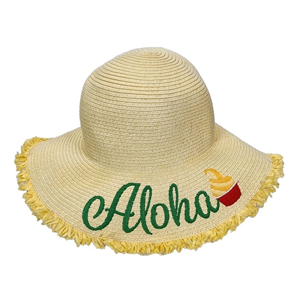 🆕 Disney Aloha Straw Hat with Green and Yellow Accents! 💥